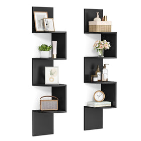 VASAGLE corner shelves in ink black offering space-saving wall display