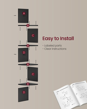 VASAGLE corner shelves with quick-assembly kit in ink black