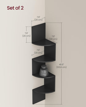VASAGLE corner shelves in ink black enhancing living room decor