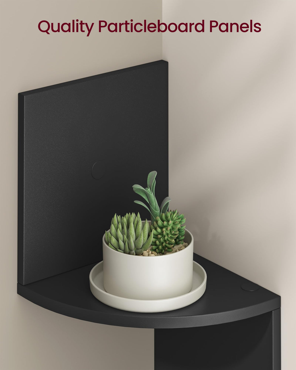 VASAGLE floating corner shelves maximizing vertical storage in ink black