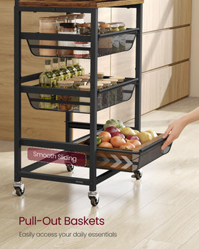 VASAGLE curved-handle cart with four wheels for easy mobility.