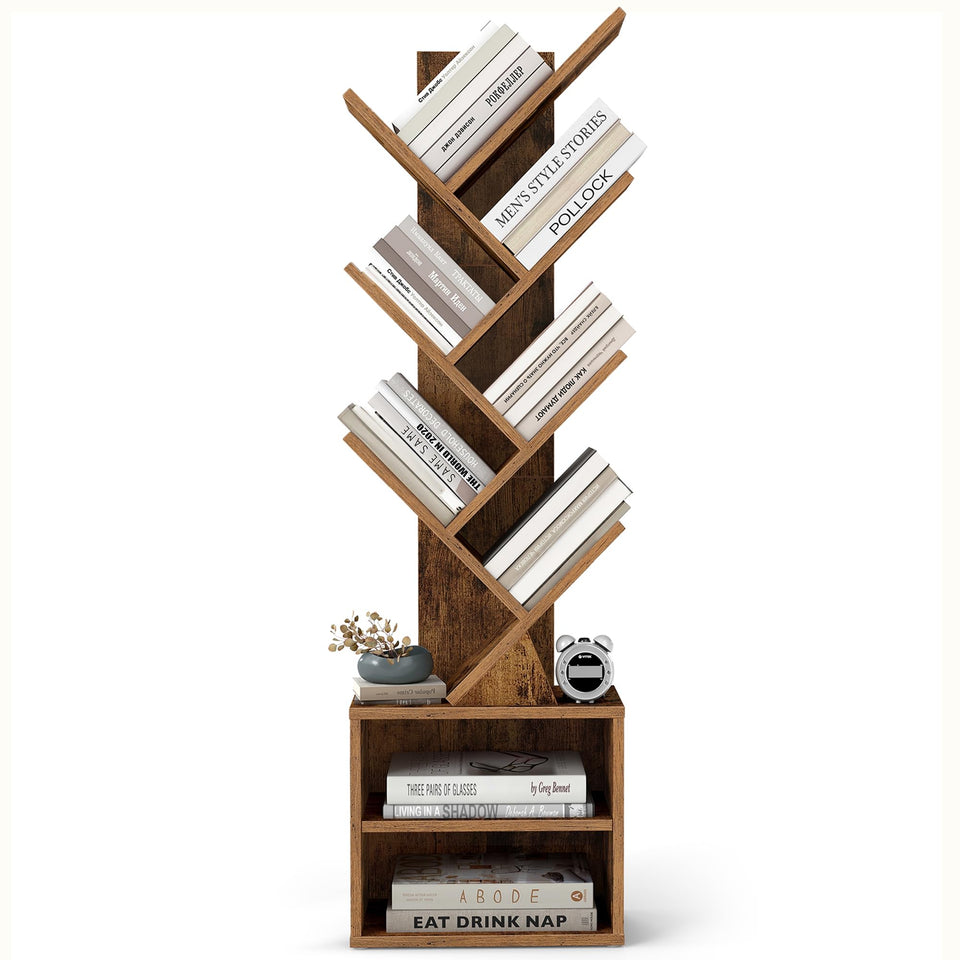 VASAGLE Custos tree bookshelf front view for stylish living room display
