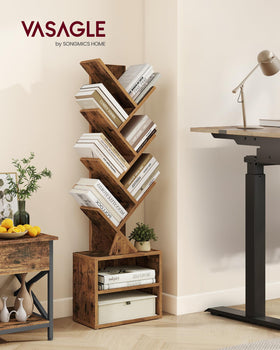 VASAGLE Custos tree bookshelf side view ideal for compact corners
