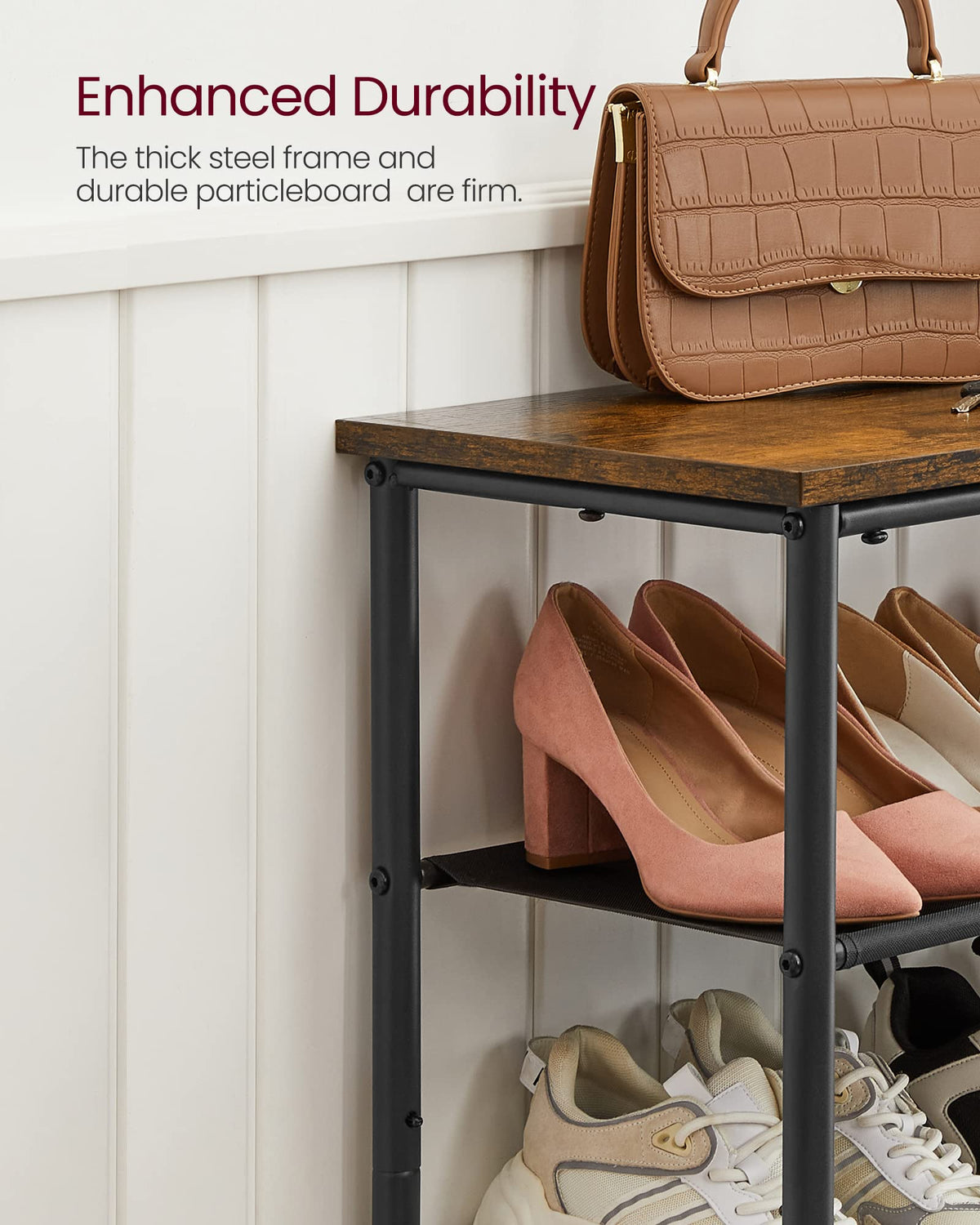 VASAGLE compact shoe storage suits apartments and dorms.