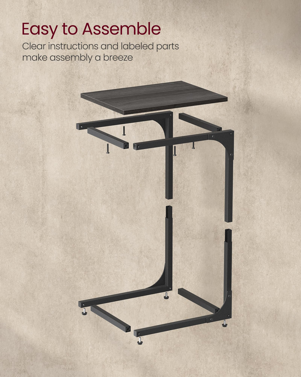 VASAGLE durable particleboard and steel frame end table ready for daily use