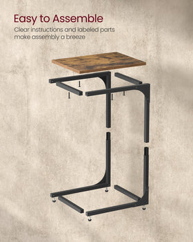 VASAGLE easy-assembly end table shown with labeled parts for quick setup
