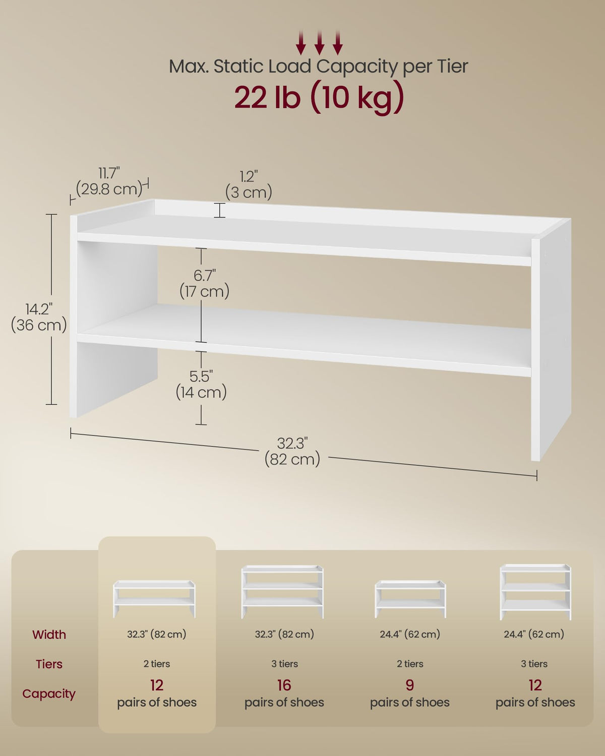 VASAGLE easy-clean shelves in white simplify maintenance with quick wipe-down.