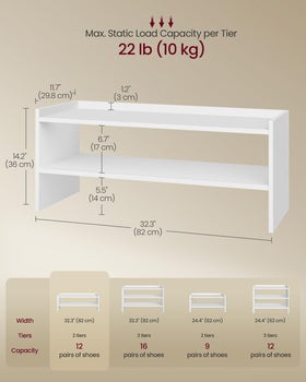 VASAGLE easy-clean shelves in white simplify maintenance with quick wipe-down.