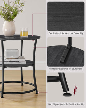 VASAGLE end table assembly guide image with simple steps for setup.