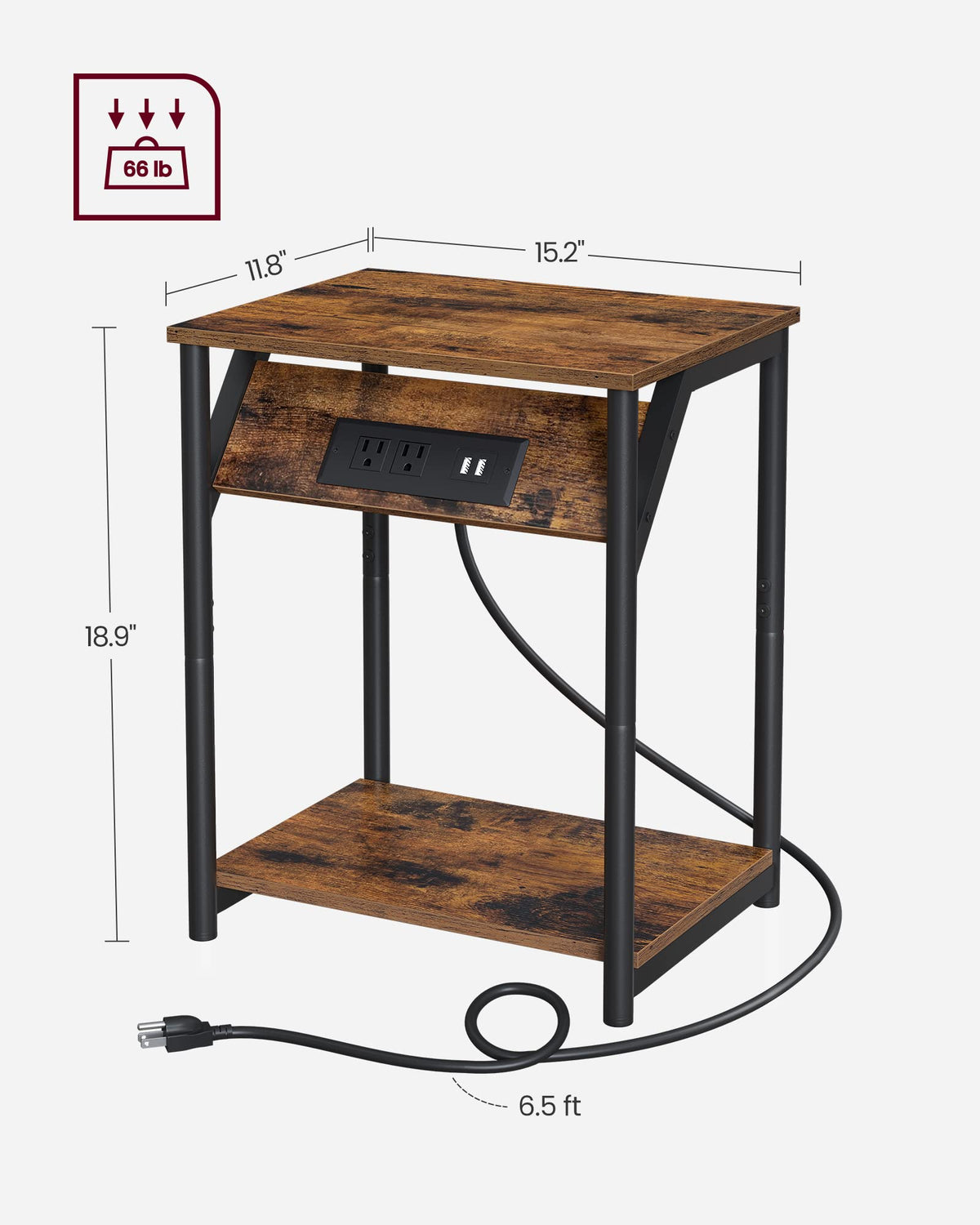VASAGLE compact dimensions fit tight spaces between chairs or beside bed