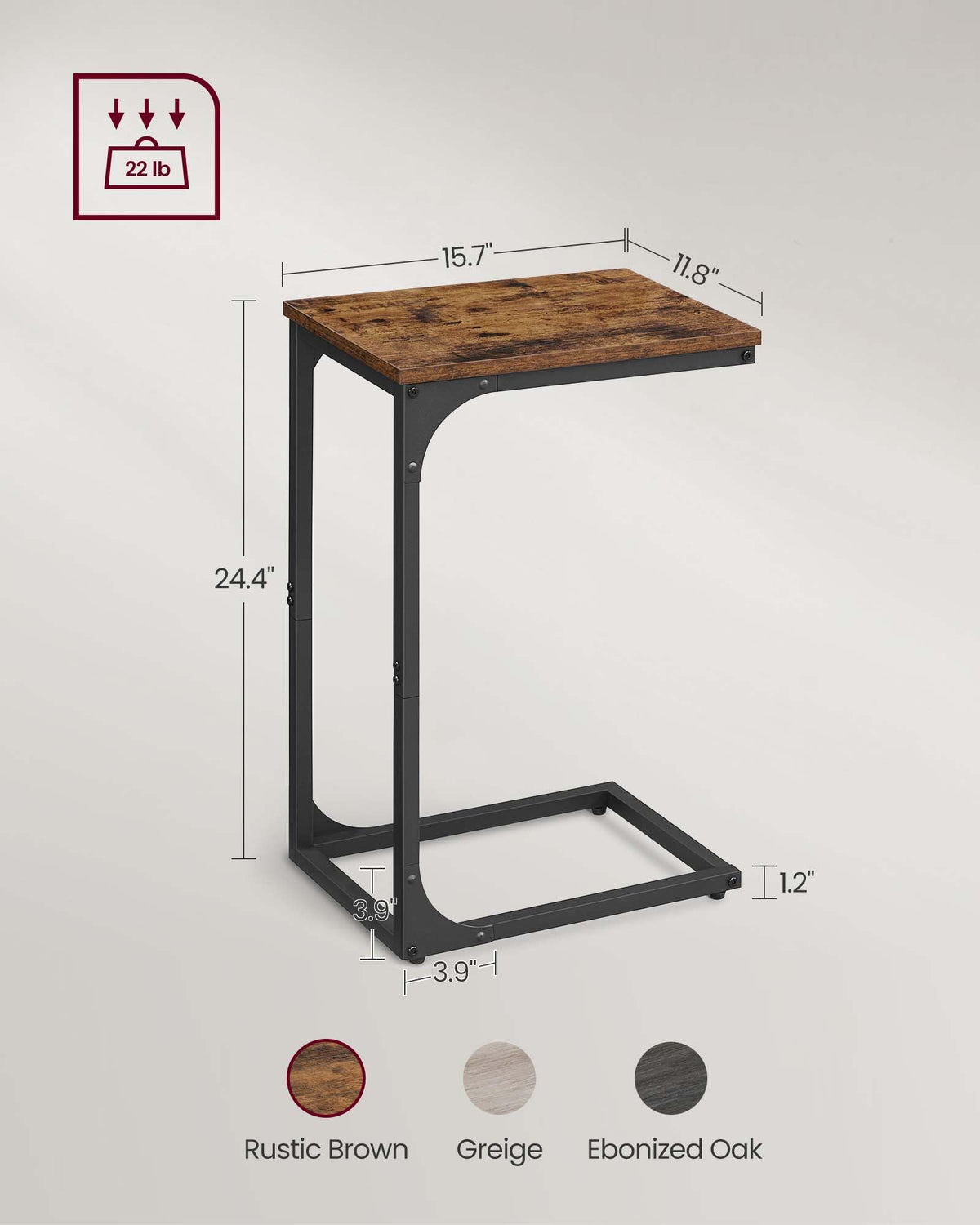 VASAGLE End Table small-space design, fits tight gaps between furniture.