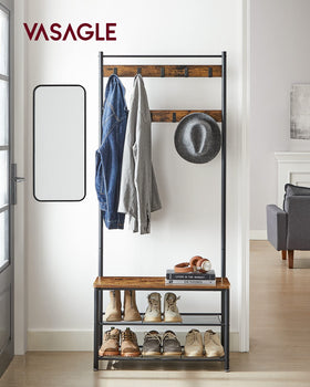 VASAGLE entryway bench with shoe storage offers comfortable seating
