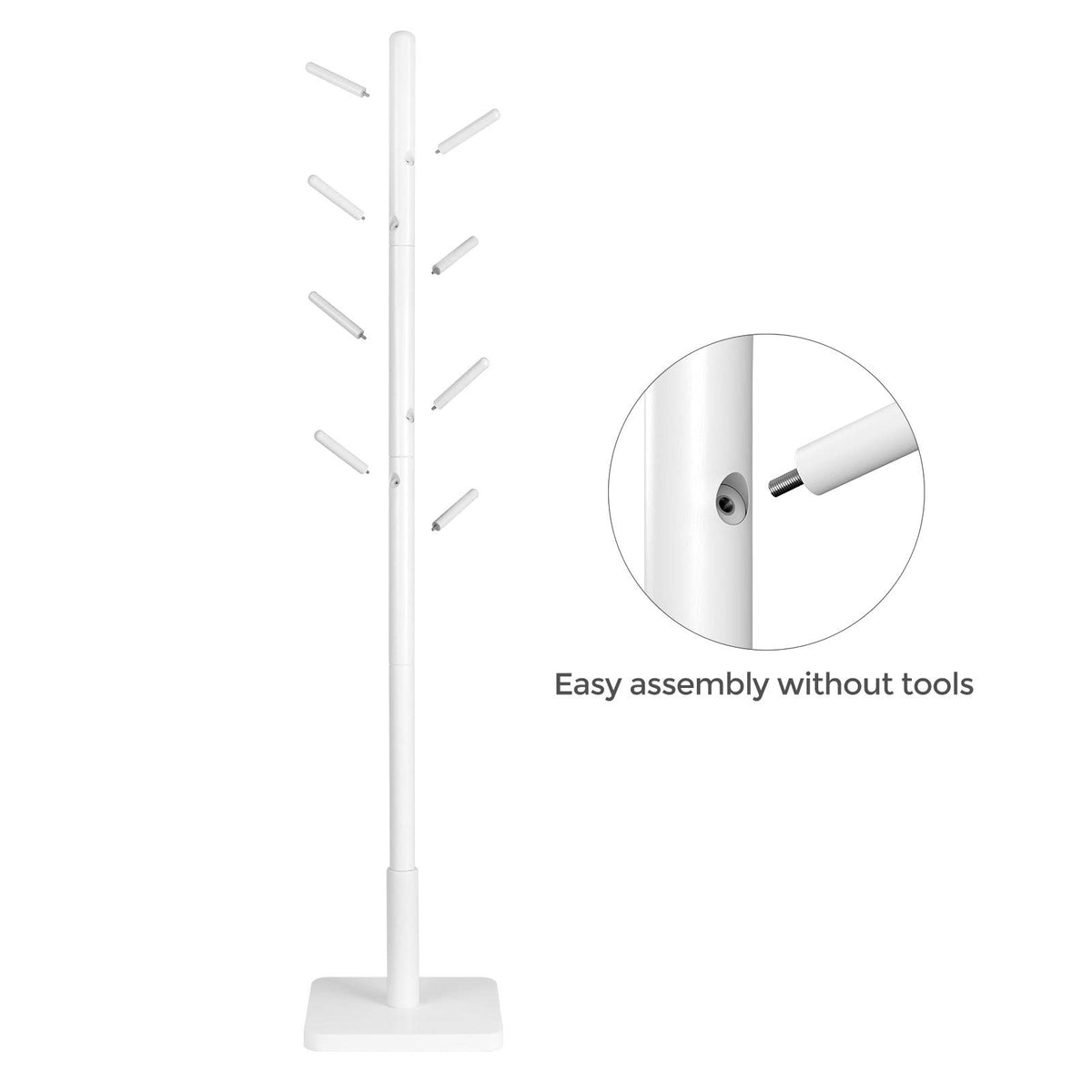 Entryway scene with cloud white finish and eight hooks in use