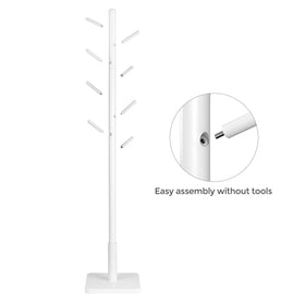 Entryway scene with cloud white finish and eight hooks in use
