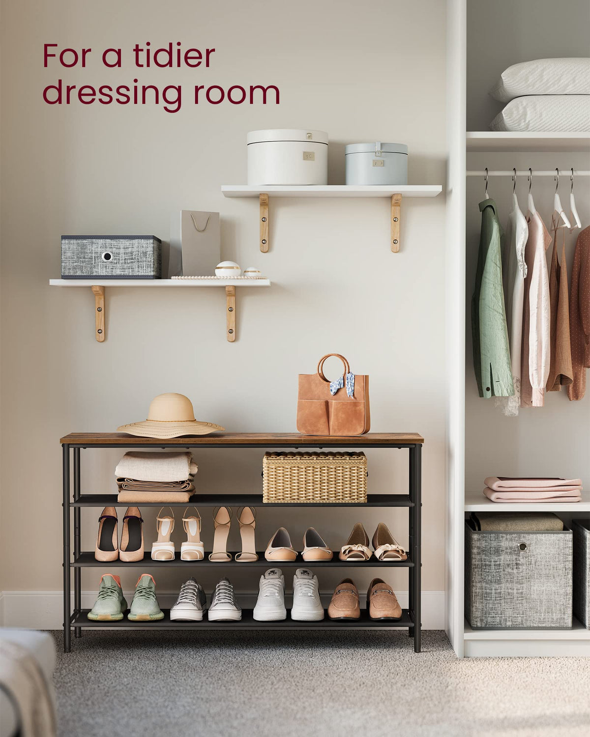 VASAGLE entryway shoe rack with assembly guide for quick setup.