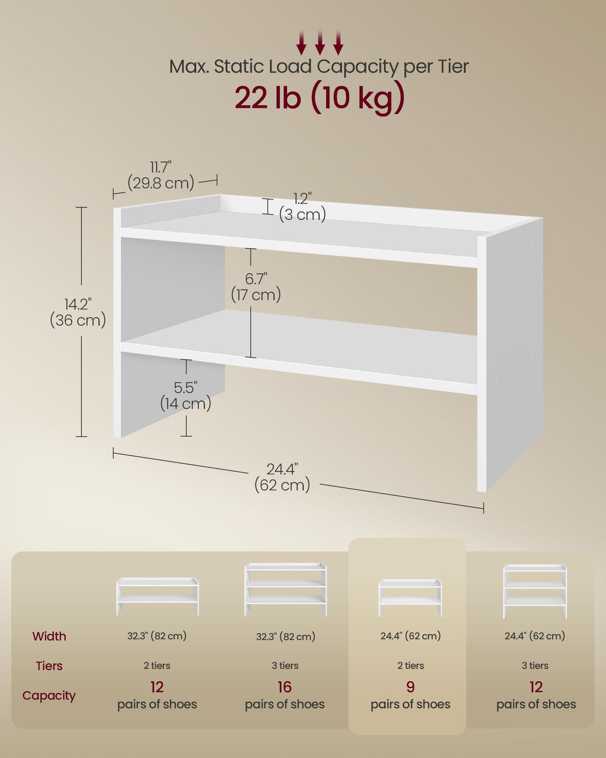 VASAGLE entryway setup of white rack near door for quick access