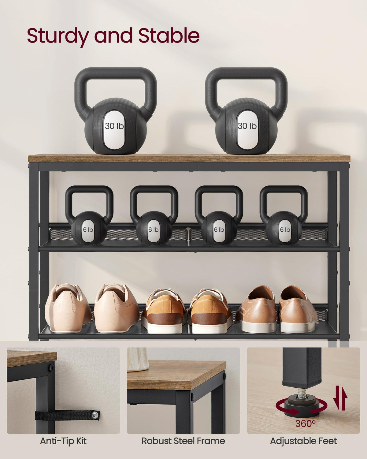 VASAGLE freestanding entryway rack delivering organized storage