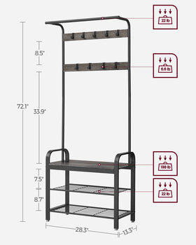 VASAGLE hanging rod top bar illustrates expanded hanging capacity.
