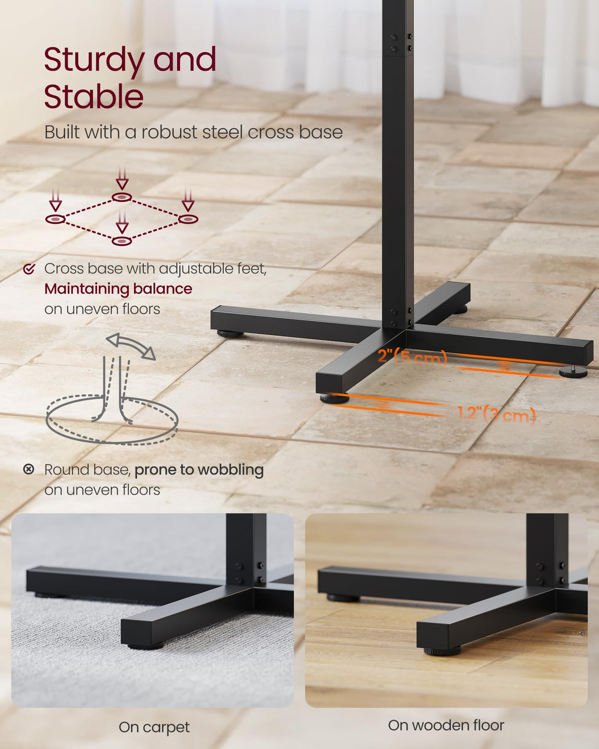 VASAGLE high-top bar table, slim profile for modern interiors.