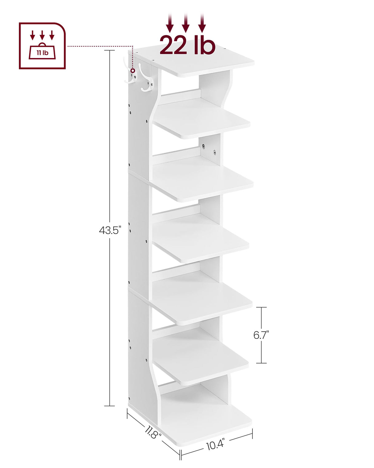VASAGLE hooks mounted on left or right for flexible setup.