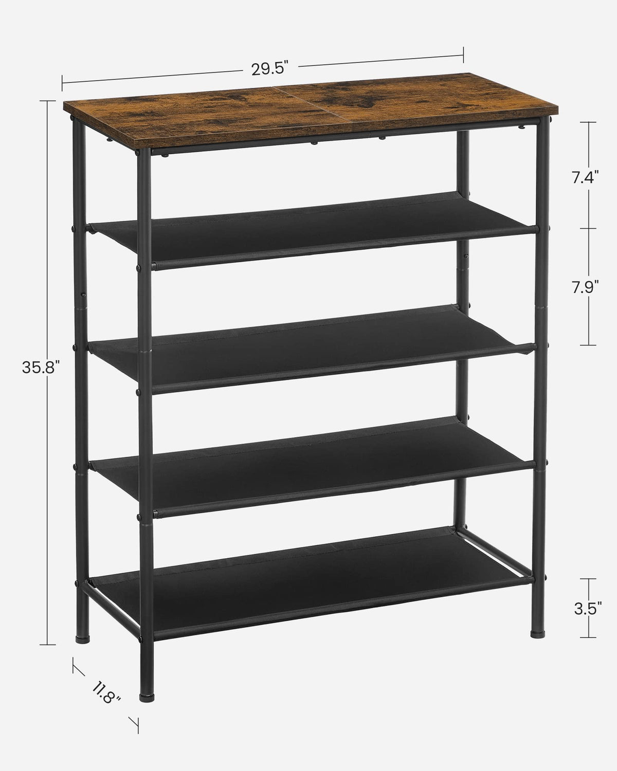 VASAGLE steel frame provides sturdy support for heavy footwear.