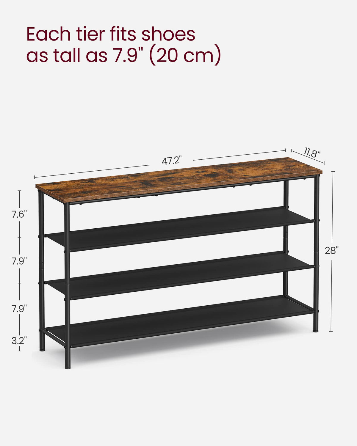 VASAGLE industrial rustic design enhances any foyer or closet.
