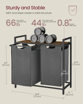 VASAGLE hamper fits bathrooms, bedrooms, and laundry spaces.
