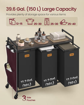 VASAGLE laundry cart wheels demonstrate smooth mobility with brake-enabled stability.