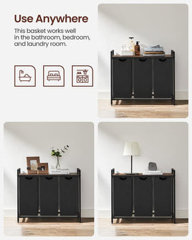 VASAGLE laundry hamper in-room setup demonstrates placement options in home.