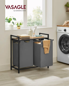 VASAGLE laundry hamper removable bags, easy to take out for washing.