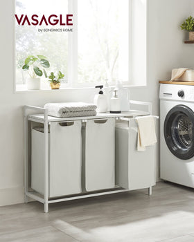 VASAGLE laundry hamper removable bags for easy washing and sorting.