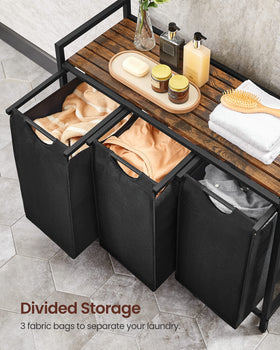 VASAGLE laundry hamper sturdy metal frame supports heavy loads.