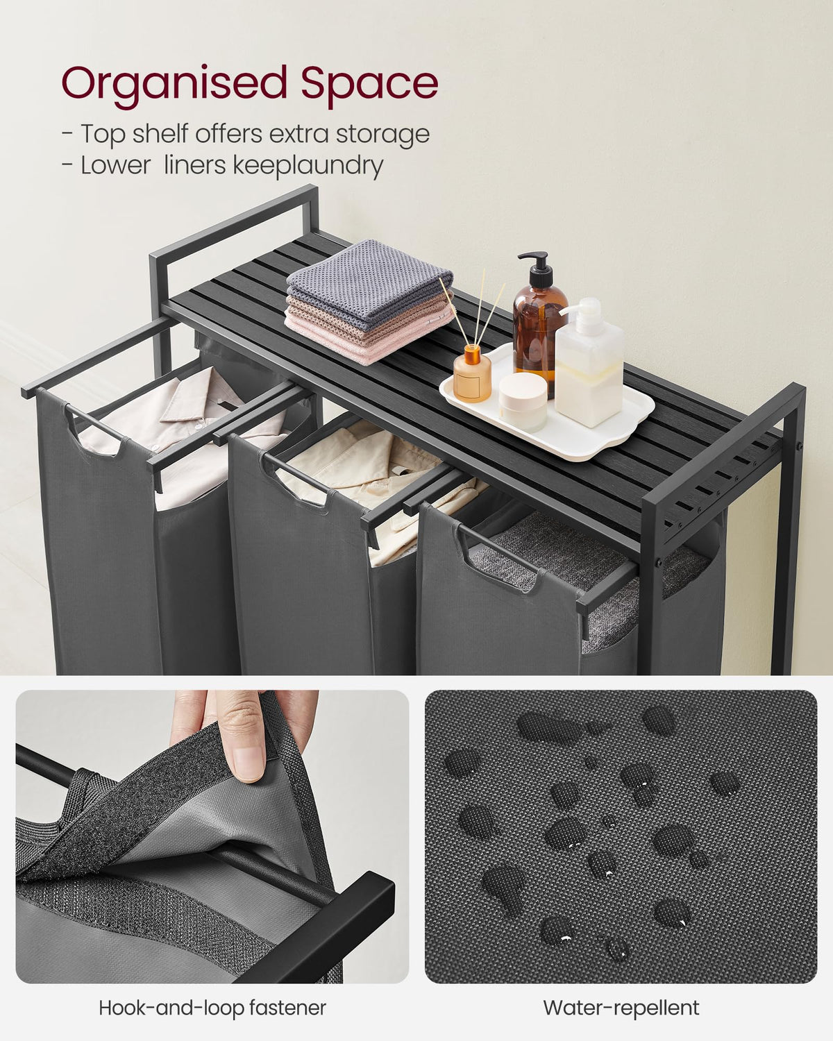 VASAGLE sturdy metal frame and MDF shelf for stability