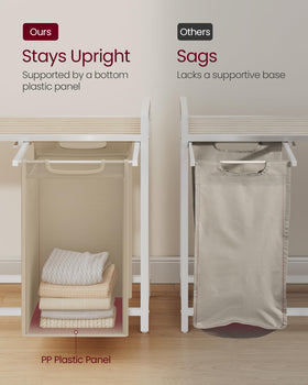 VASAGLE laundry hamper top-shelf-slats shows airflow to reduce odor.