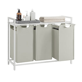 VASAGLE laundry hamper top shelf showing extra storage and airflow.