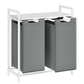 VASAGLE laundry hamper with two compartments for efficient laundry sorting.