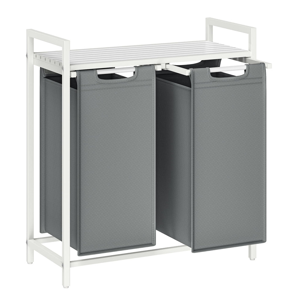 VASAGLE laundry hamper with two compartments for efficient laundry sorting.