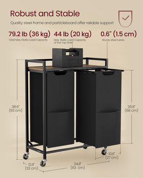 VASAGLE durable steel tubes and particleboard support a sturdy top shelf.