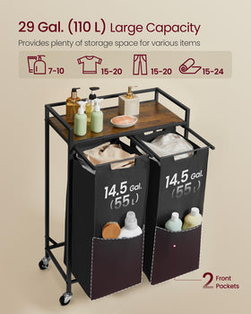 VASAGLE rolling cart with four wheels enables easy mobility.