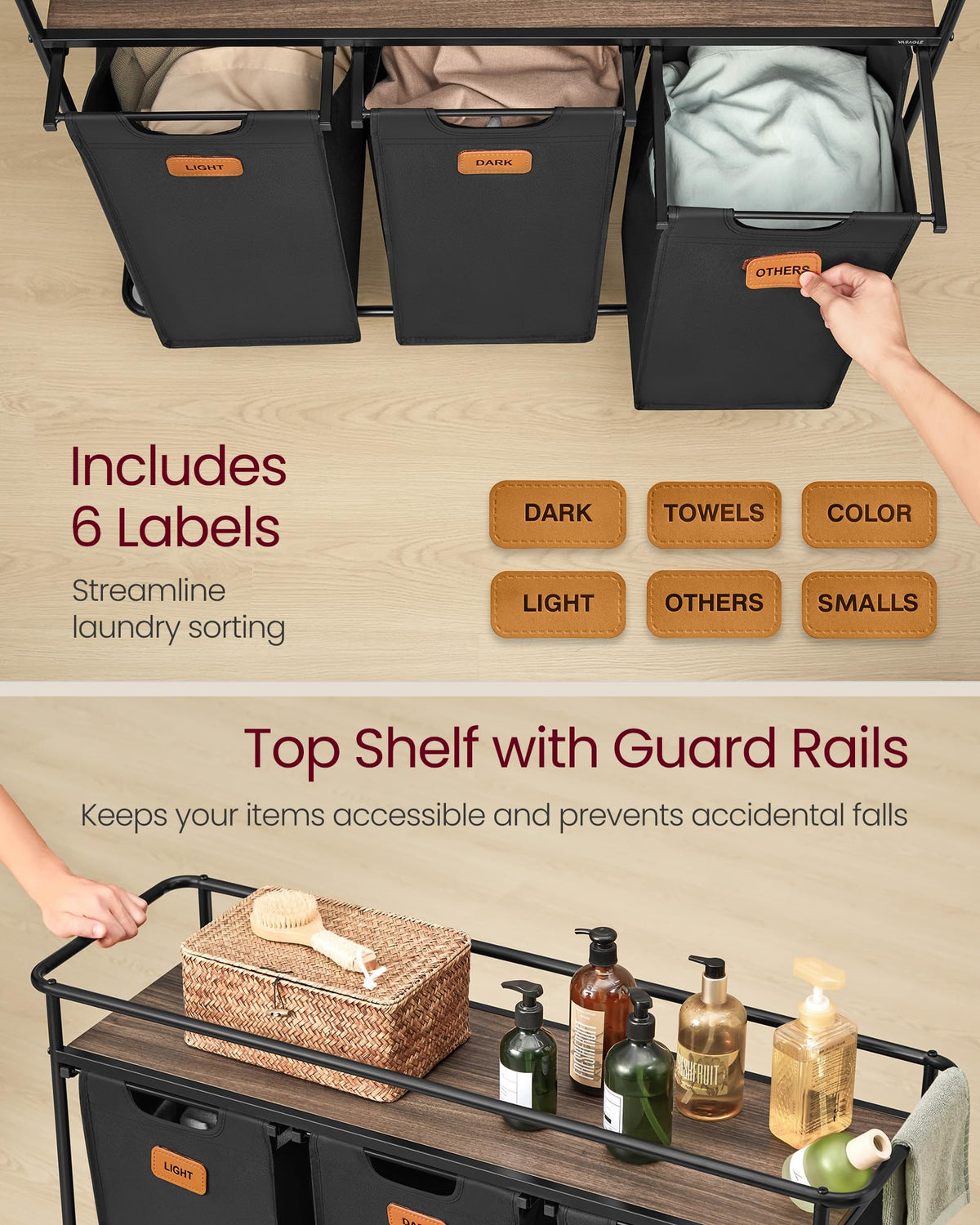 VASAGLE sturdy steel frame supports up to 97 lb.