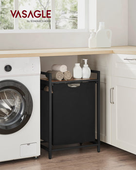 VASAGLE laundry sorter with built-in shelf for organized supplies