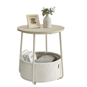 VASAGLE LILEA end table cream white with rounded top, ideal bedside companion.
