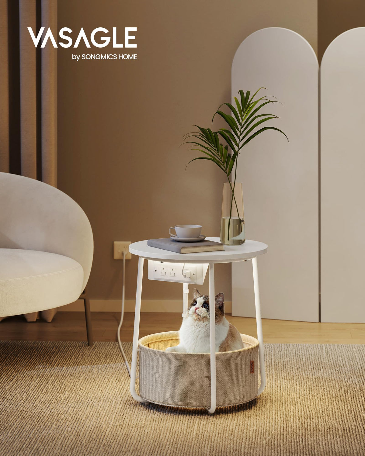 VASAGLE LILEA fabric basket closeup demonstrates crease-free storage for magazines and remotes.