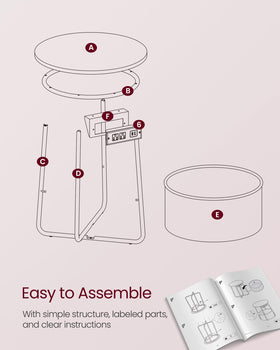 VASAGLE LILEA jelly pink and cream white finish for modern decor.