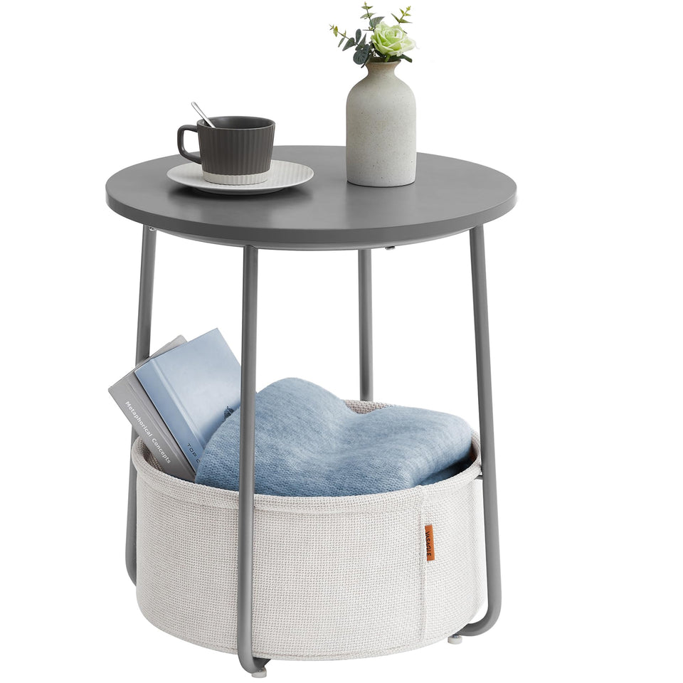 VASAGLE LILEA round side table in assembly view, quick setup for small spaces