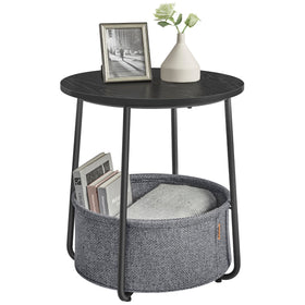 VASAGLE LILEA side end table with fabric basket for compact storage in small spaces