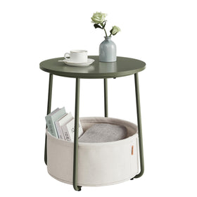 VASAGLE LILEA side table in forest green and cream white, compact design for small rooms.