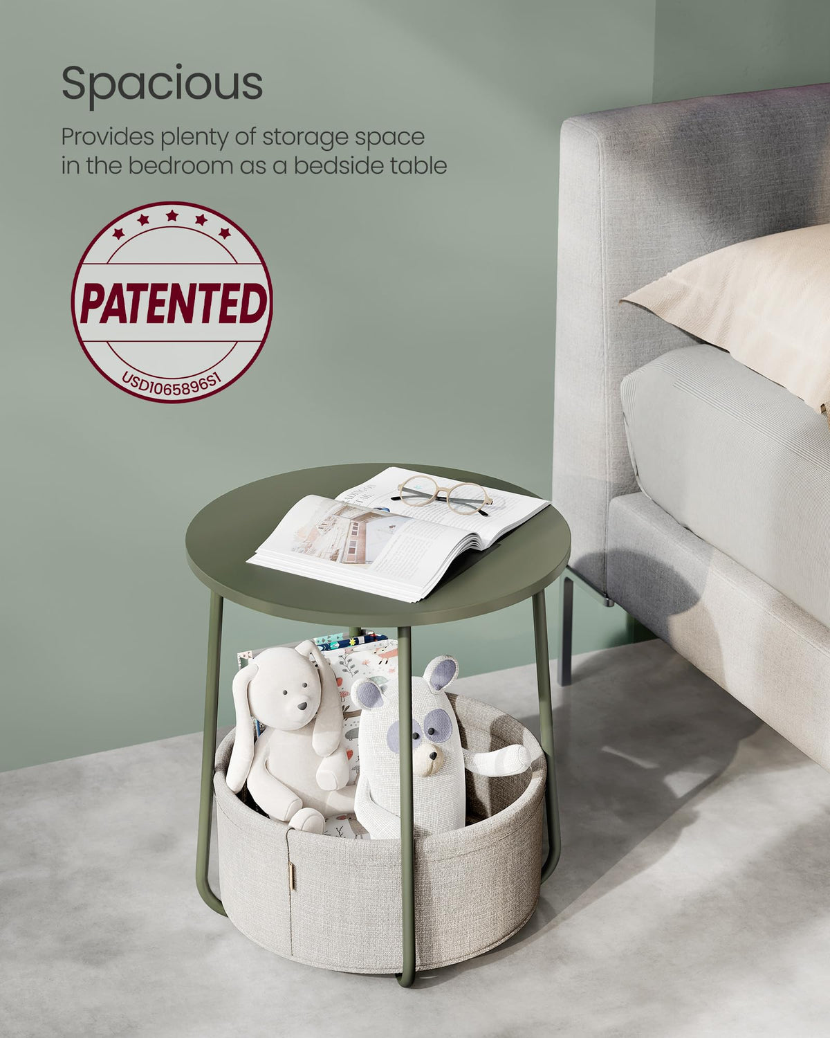Solid particleboard tabletop supported by a one-piece U-shaped steel frame for stability.