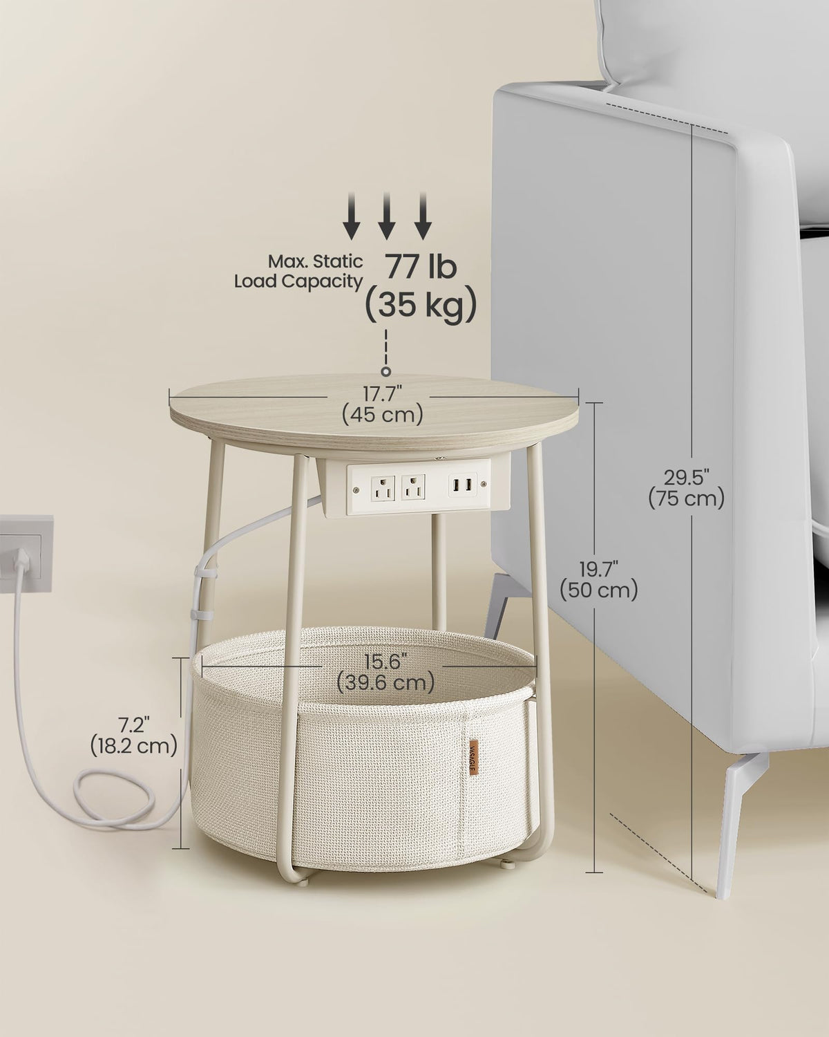 VASAGLE LILEA sturdy one piece legs provide stable support.
