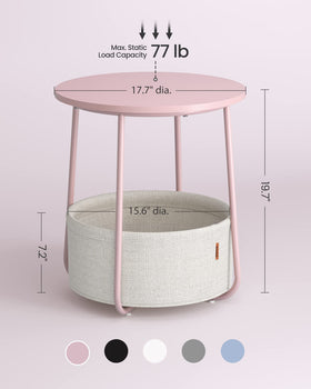 VASAGLE LILEA sturdy U-shaped frame supports the round side table.